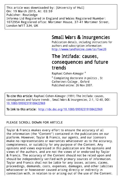 (PDF) The Intifada: Causes, Consequences and Future Trends