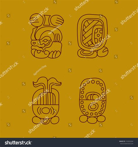 Maya Religion Icon Maya God Symbols Stock Vector (Royalty Free ...