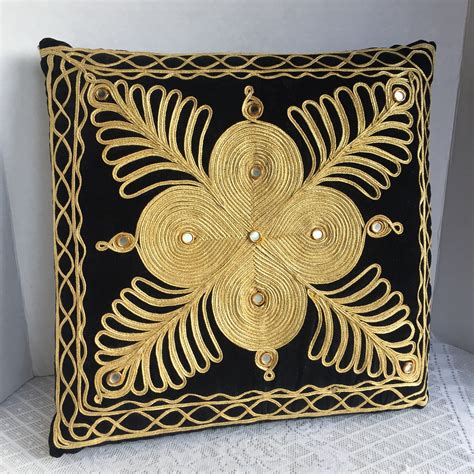 Gold and Black Velvet Decorative Pillow / Vintage Pillow with | Etsy ...