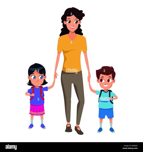 Family single parent with childrens cartoon Stock Vector Image & Art - Alamy