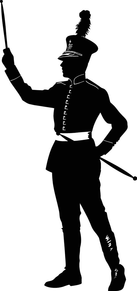 AI generated Silhouette drum major with mace in perform marching band ...