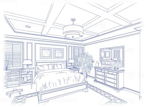 Blue Custom Bedroom Design Drawing on White 16359364 Stock Photo at Vecteezy