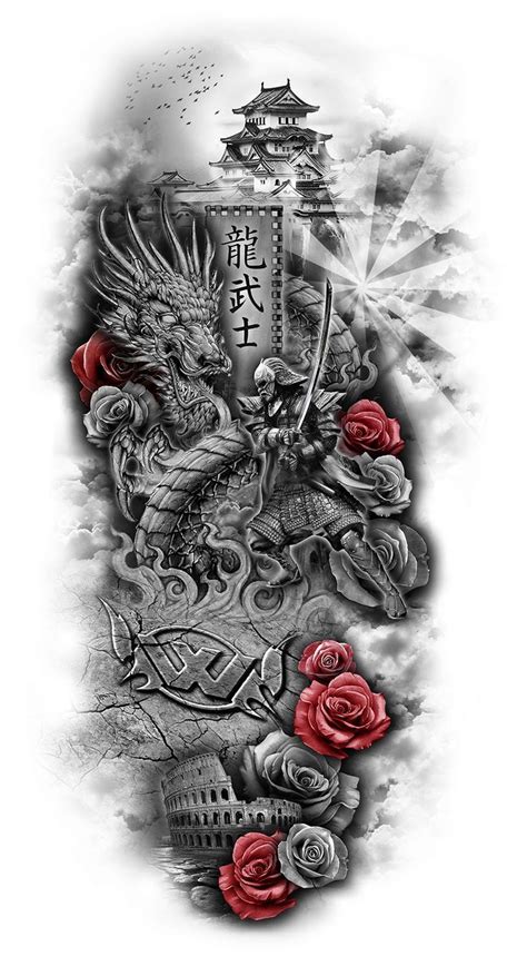 Resultado de imagen de samurai and dragon tattoo | Dragões, Tatuagens impressionantes, Tatuagem ...