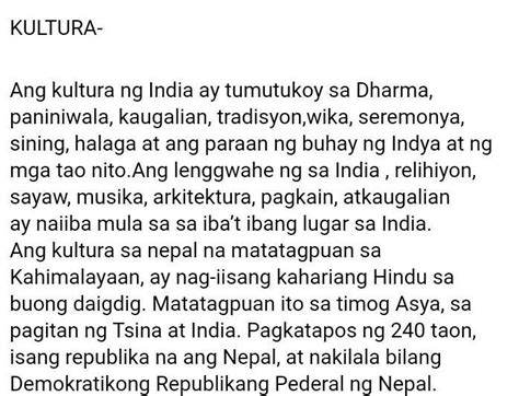 ano ang mga kultura sa timog asya - Brainly.ph