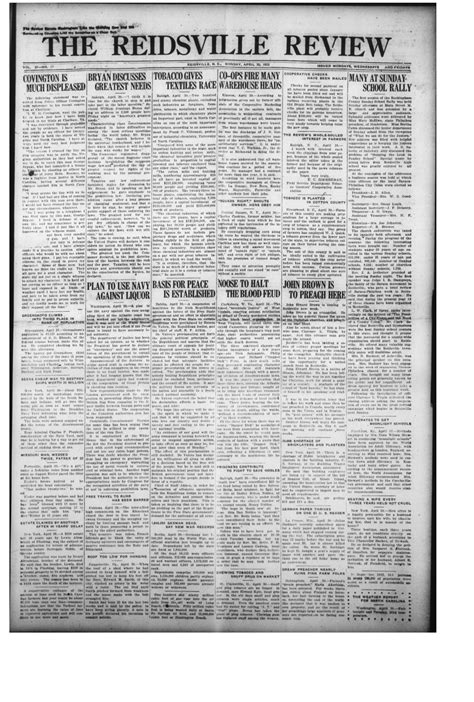 Rural North Carolina History: Reidsville Review, Monday, April 30, 1923