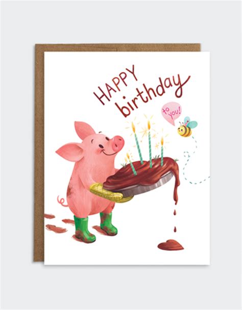 Happy Birthday Pig Card - The Bee's Knees Toys and Books