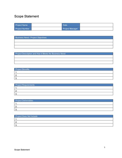43 Project Scope Statement Templates & Examples ᐅ TemplateLab