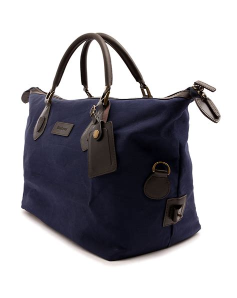 Barbour Navy Blue Canvas Leather Weekend Bag in Blue for Men (navy) | Lyst