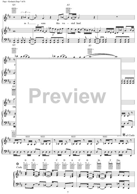 Kashmir" Sheet Music by Led Zeppelin for Piano/Vocal/Chords - Sheet ...