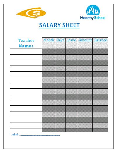 Salary Sheet Template | Sheet Templates