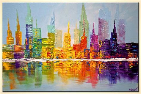 Abstract Paintings by Osnat Fine Art - City Skyscrapers | Oil painting ...