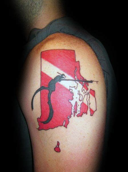 30 Dive Flag Tattoo Ideas For Men - Underwater Diver Designs