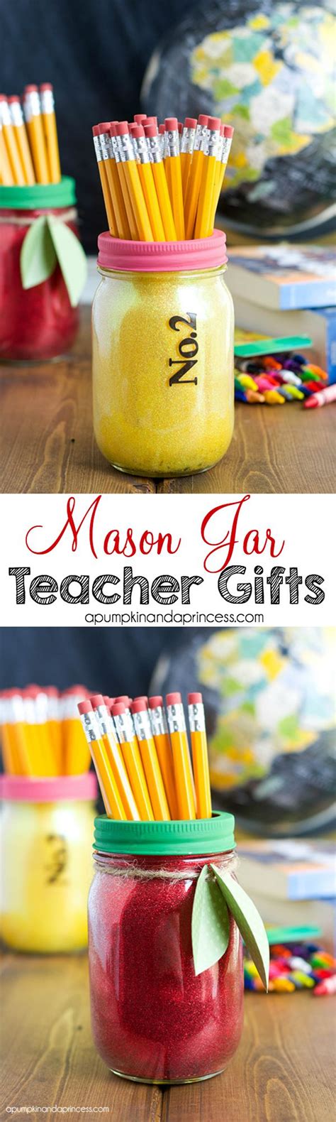 Glitter Mason Jar Teacher Gifts - A Pumpkin And A Princess