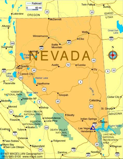 Nevada State Map With Counties And Cities - Time Zones Map