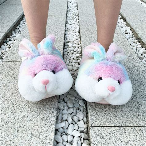 Classic Bunny Slippers for Women Funny Animal Slippers for Girls Cute Plush Rabbit Slippers ...