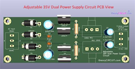 Adjustable 35V Dual Power Supply Circuit