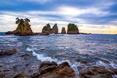 Landscape of the High Tides of the Minokake-rocks at Izu. Stock Image - Image of shizuoka ...