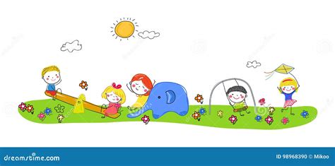 Group of kids playing stock illustration. Illustration of leisure ...