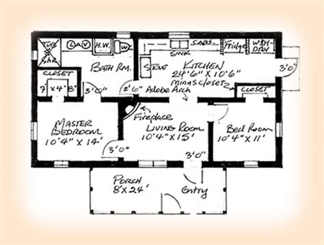 2 bedroom adobe house plans - Adobe House Plan 1248