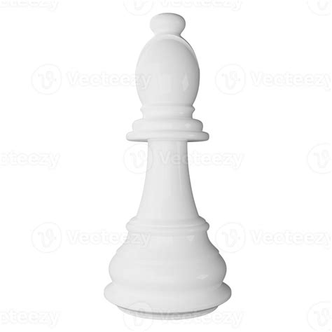 White bishop chess piece clipart flat design icon isolated on transparent background, 3D render ...