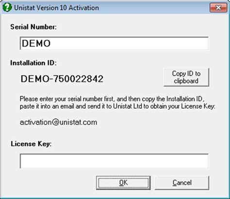 Unistat Statistics Software | Activation