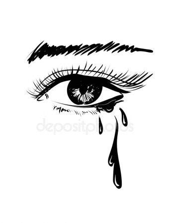 Vector beautiful illustration with crying eye. Black illustratio ...