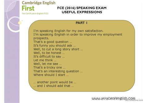 FCE Speaking Tips and Expressions: English ESL powerpoints