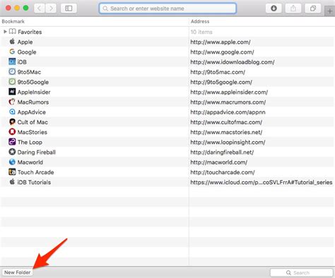 How to use bookmark folders in Safari