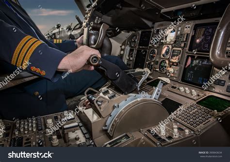 Cockpit Airplane During Flight Stock Photo (Edit Now) 390843634