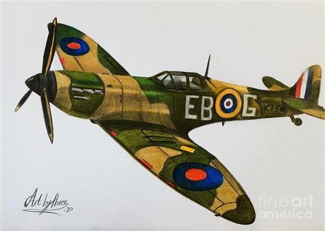 Supermarine Spitfire Drawing by Art By Three Sarah Rebekah Rachel White ...