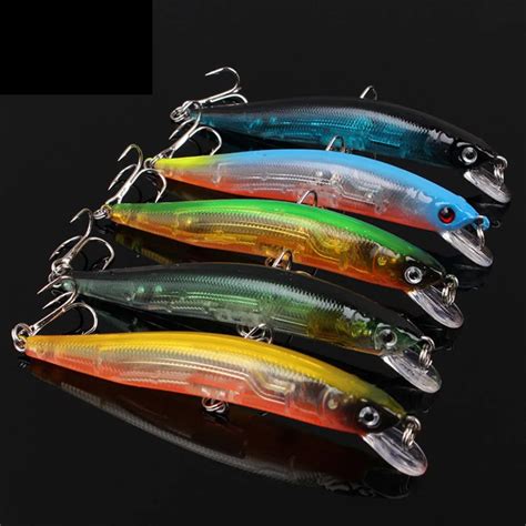 5Pcs/Lot Hard Bait Minnow Fishing Lures Bass Crankbaits Baits Tackle ...