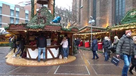 Hannover, Germany - December 01, 2017: Christmas Market in the Old Town of Hannover. Lower ...