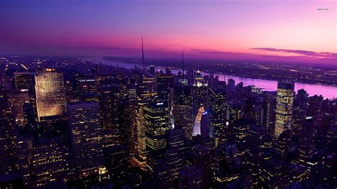 New York City Night Time Wallpaper | Biajingan Wall