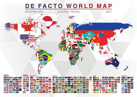 De Facto Flag World Map Map Print/sticker - Etsy New Zealand