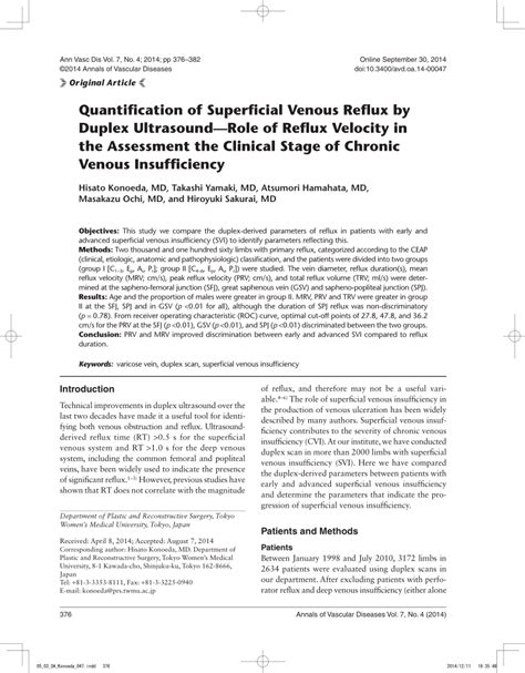 (PDF) Quantification of Superficial Venous Reflux by Duplex Ultrasound—Role of Reflux Velocity ...