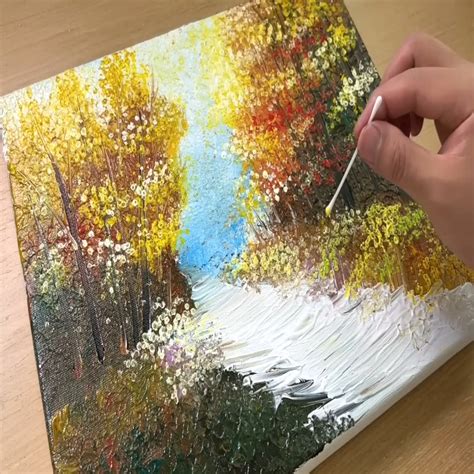 Painting Autumn Forest / Acrylic Painting Techniques | #art #artwork #acrylic #acrylicpainting # ...