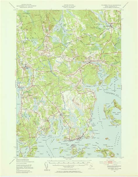 Columbia Falls, Maine 1941 (1955 b) USGS Old Topo Map 15x15 Quad - OLD MAPS