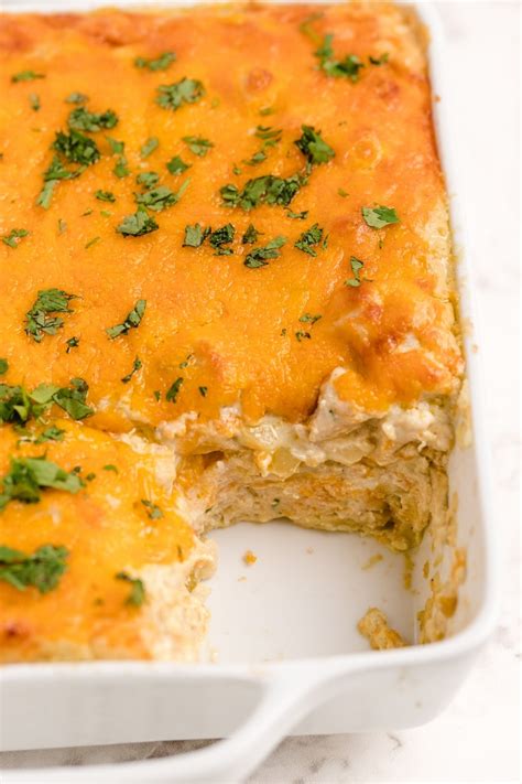 Green Chile Chicken Enchilada Casserole