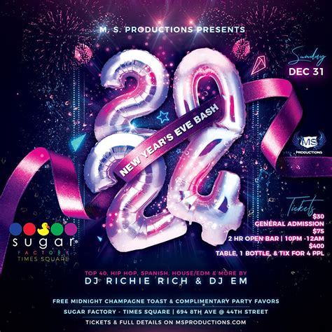 Dec 31 | Times Square New Year’s Eve Party at Sugar Factory | New York City, NY Patch