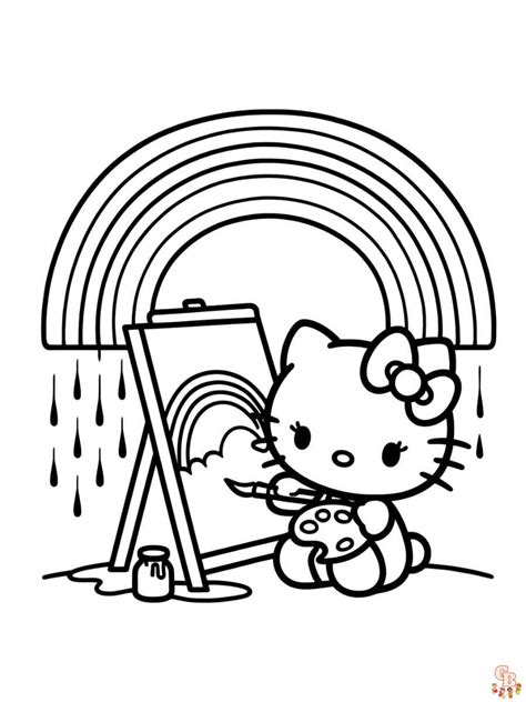 Hello Kitty Rainbow Coloring Pages - Cute & Super Fun