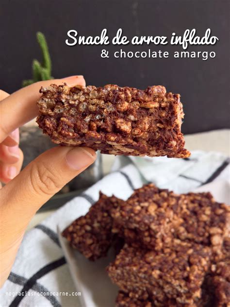 Snack de arroz inflado y chocolate amargo - No gracias, no como carne