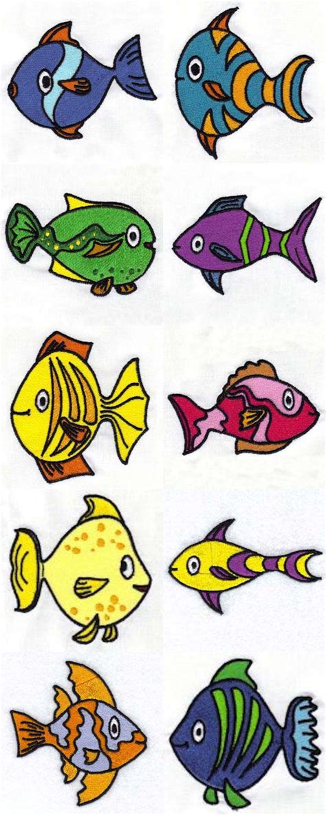 Machine Embroidery Designs - Whimsical Fish Set