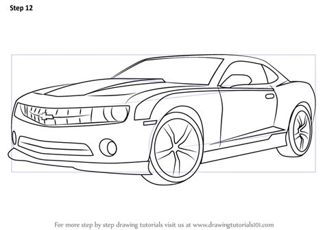 Learn How to Draw a Chevrolet Camaro (Sports Cars) Step by Step : Drawing Tutorials