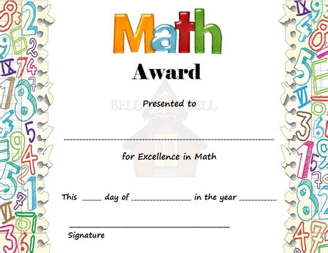 Math Award Certificates - Bell 2 Bell