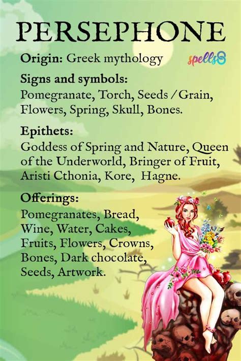 Persephone Correspondences | Greek gods, Persephone goddess, Goddess magick