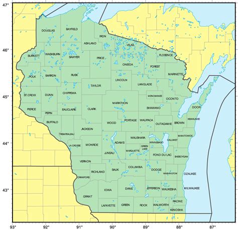 MAP OF WISCONSIN - printable photo