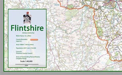 Flintshire County Map | County map, Tourist information, Detailed map