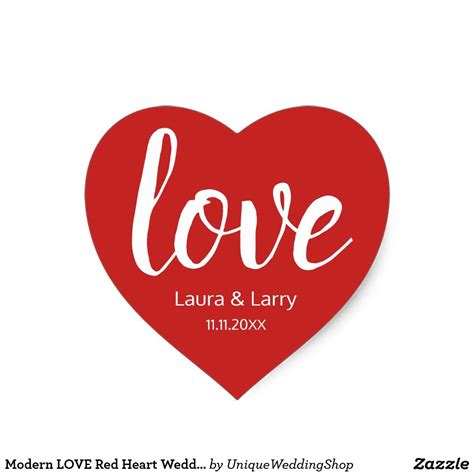 Modern LOVE Red Heart Wedding Favor Envelope Seals | Zazzle.com | Wedding stickers labels, Heart ...