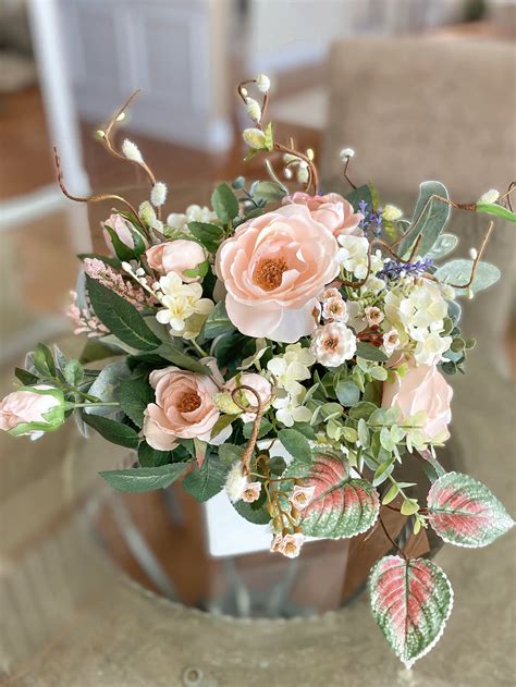 Elegant Spring Flower Arrangement Blush Rose Floral | Etsy | Flower ...