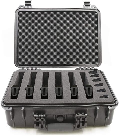 CASEMATIX 18" Customizable 6 Pistol Multiple Pistol Case - Waterproof & Shockproof Hard Gun ...